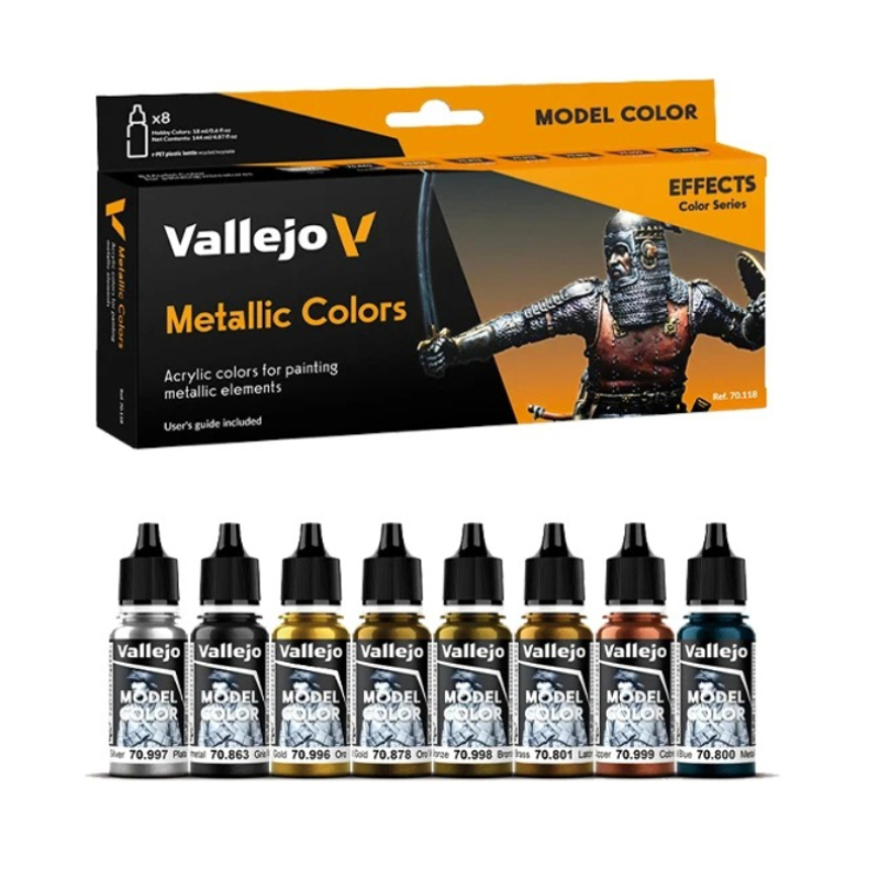 Tamiya Model Paint Set - Conjunto de Tintas Metálicas Vallejo 70118