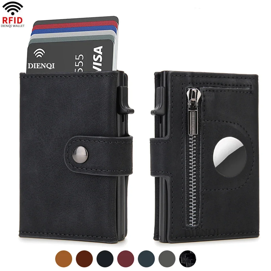 Card Top Loader - Rfid couro airtag carteiras masculinas de