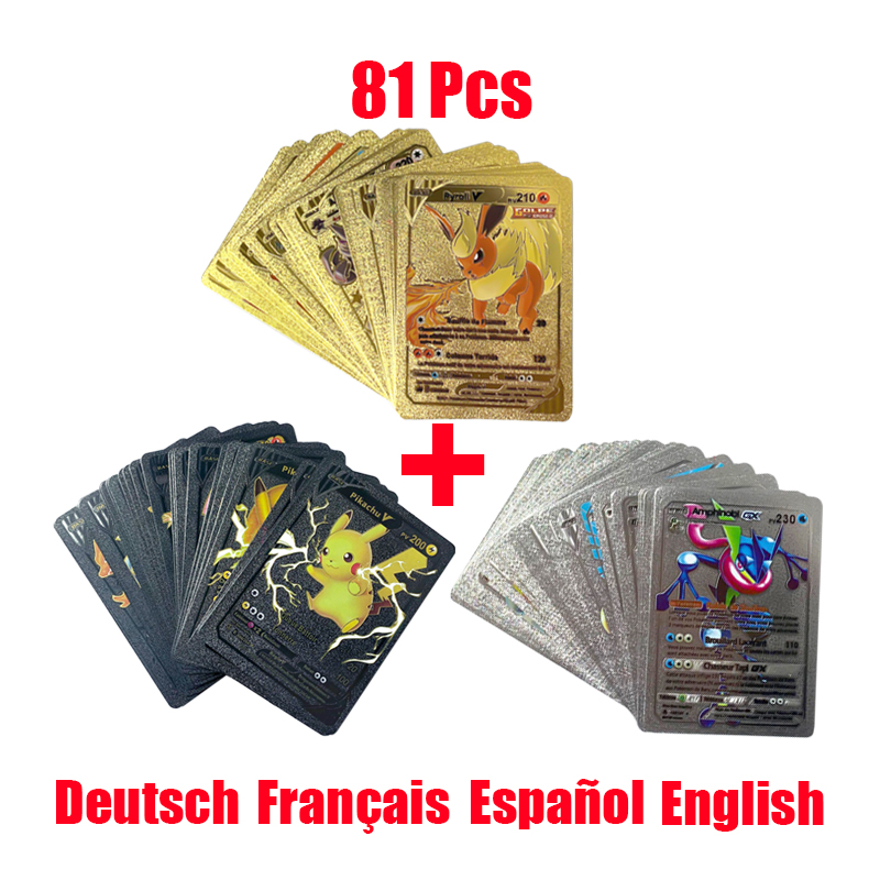 Pokemon Binder Card - 81-15 pçs cartões pokemon ouro prata