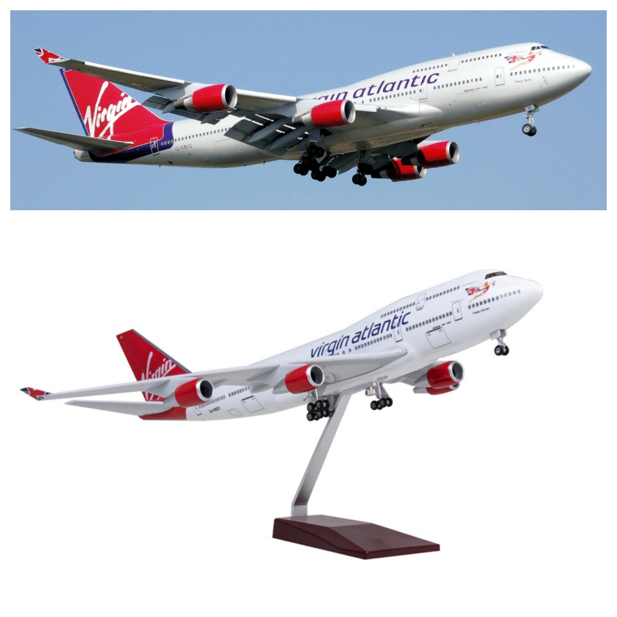 Modelo de Avião B747 da Virgin - Model Airplane Plastic avaliação e preço